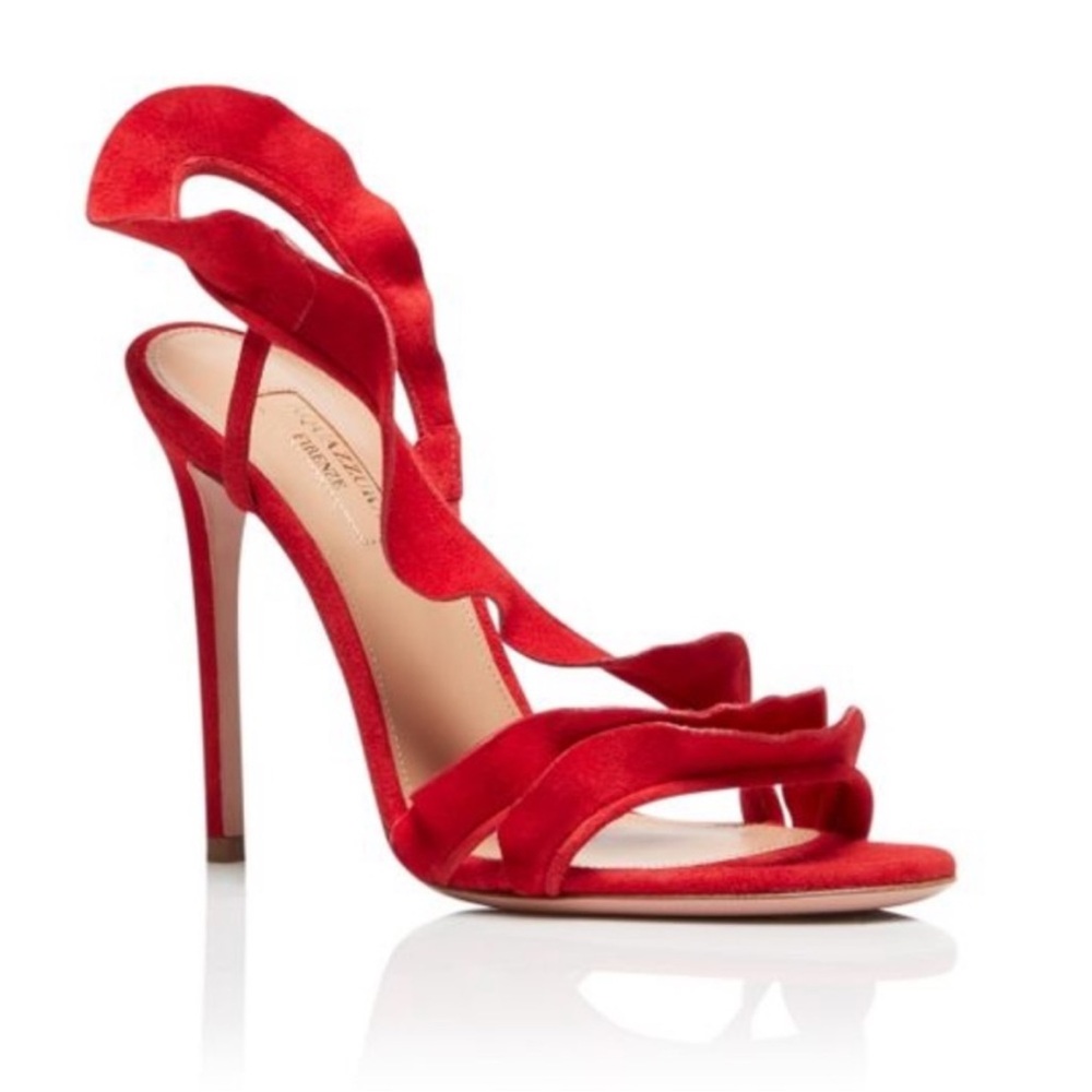 Size 41 red ruffle aquazurra heels